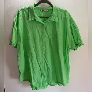 SO Green Cotton Button Down Short Sleeve Top XXL
